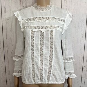 White Lace Ruffle Women's Top